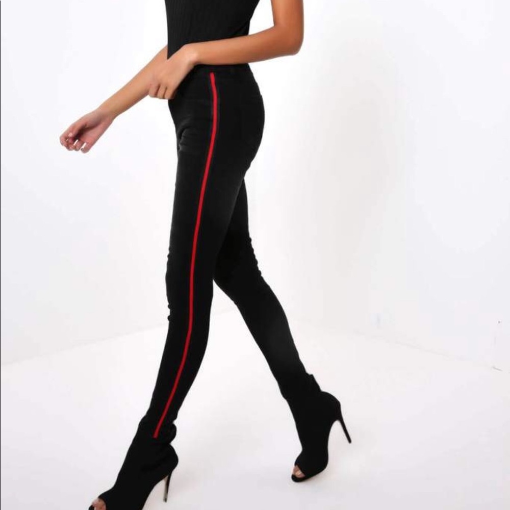 Black Stripe Detail Denim Jeans